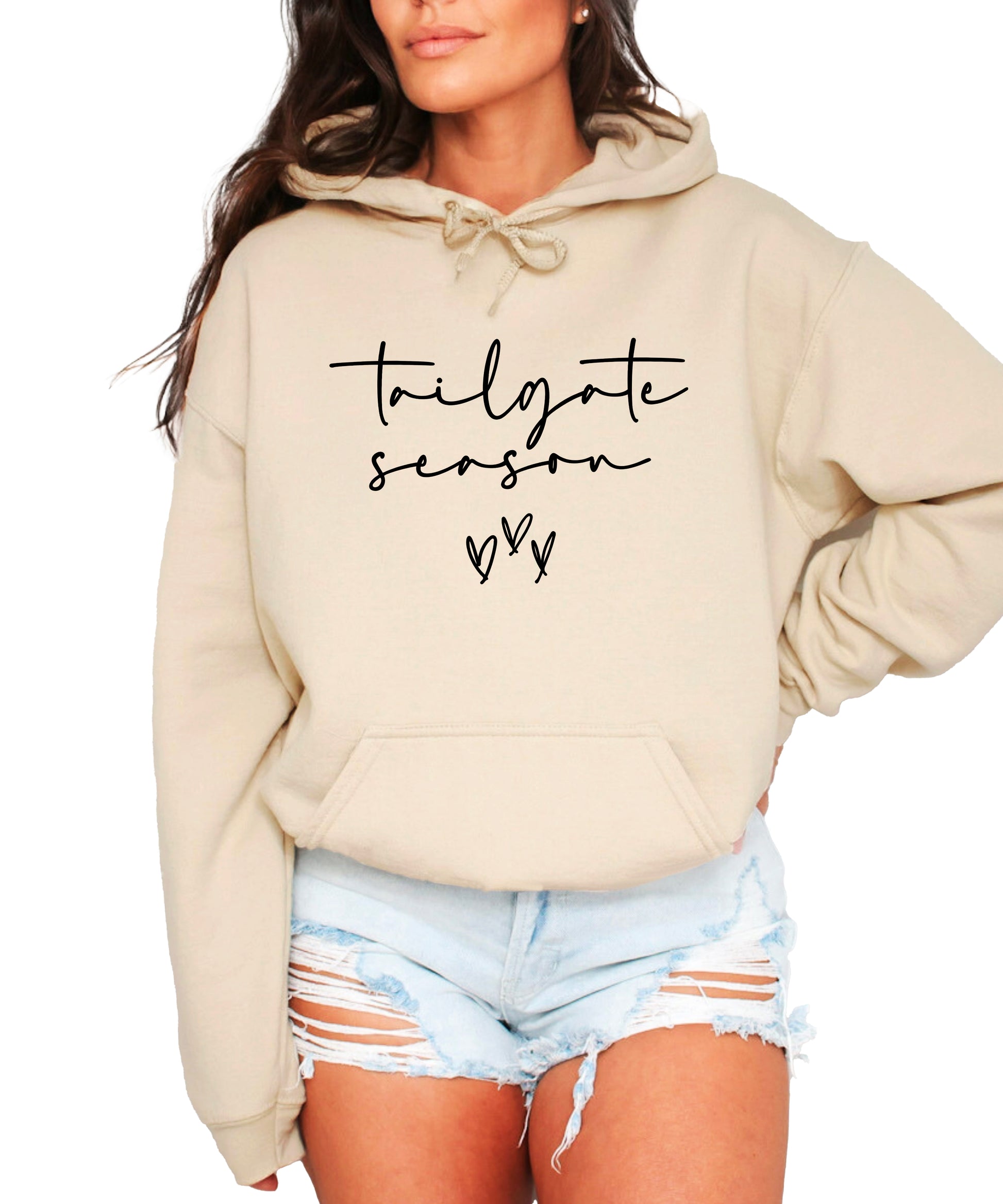 Tailgate Season hoodie Sand front view
