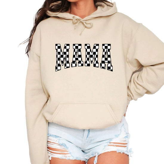 Checkered Mama hoodie for women in Sand - view 1