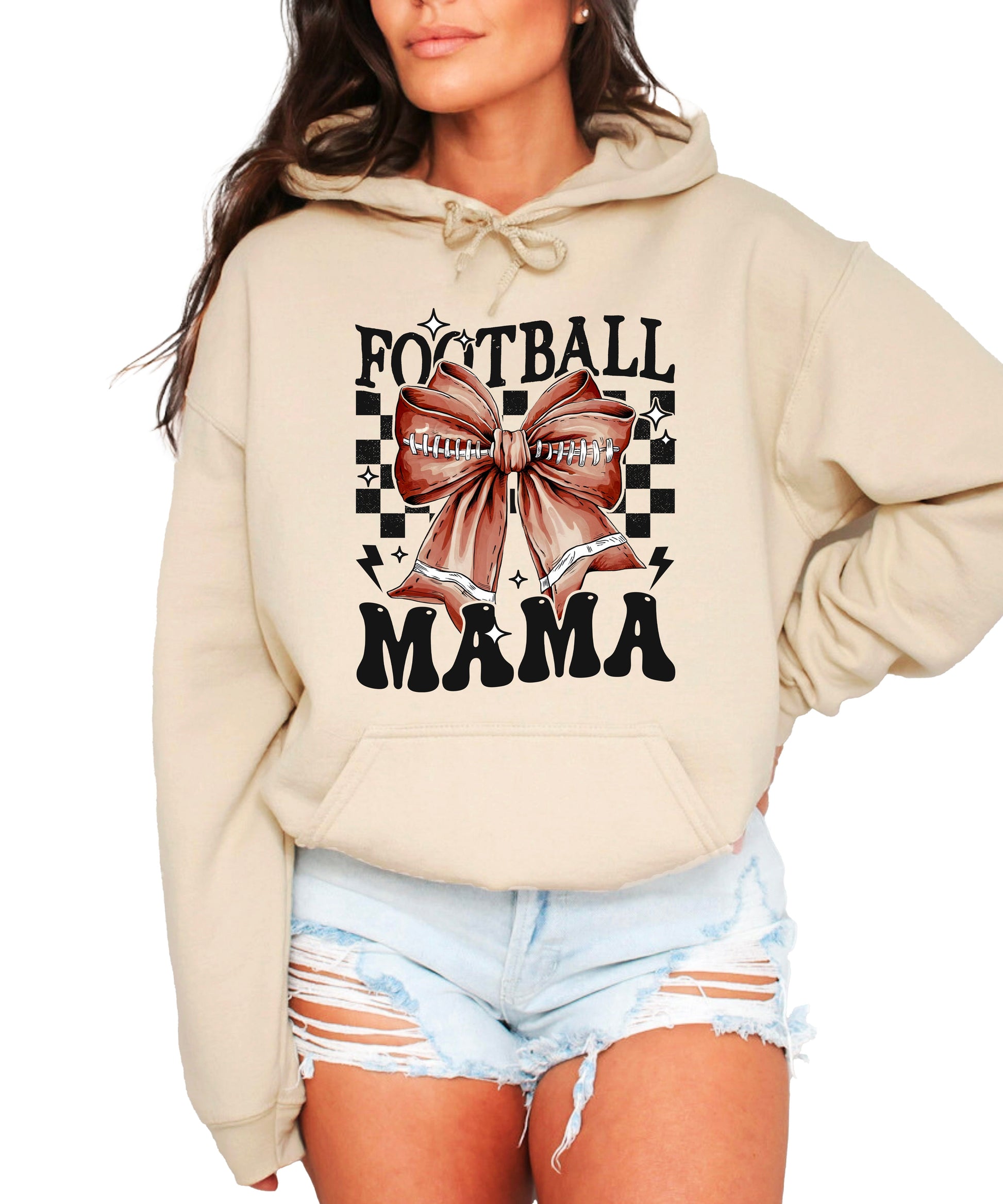 Football Mama Hoodie for Women – Sand view 1