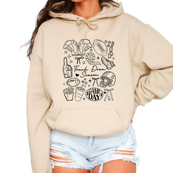 Sand Touch Down Season football hoodie for women front view