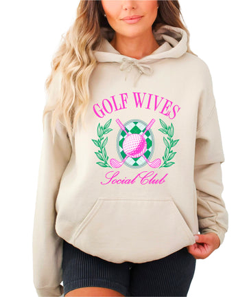 Golf Wives Social Club hoodie in Sand, front view