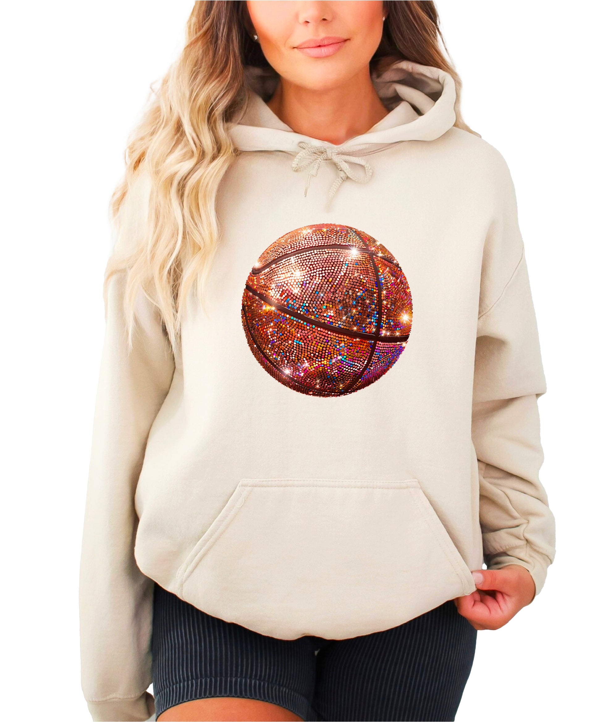 Glitter basketball hoodie in Sand - view 1