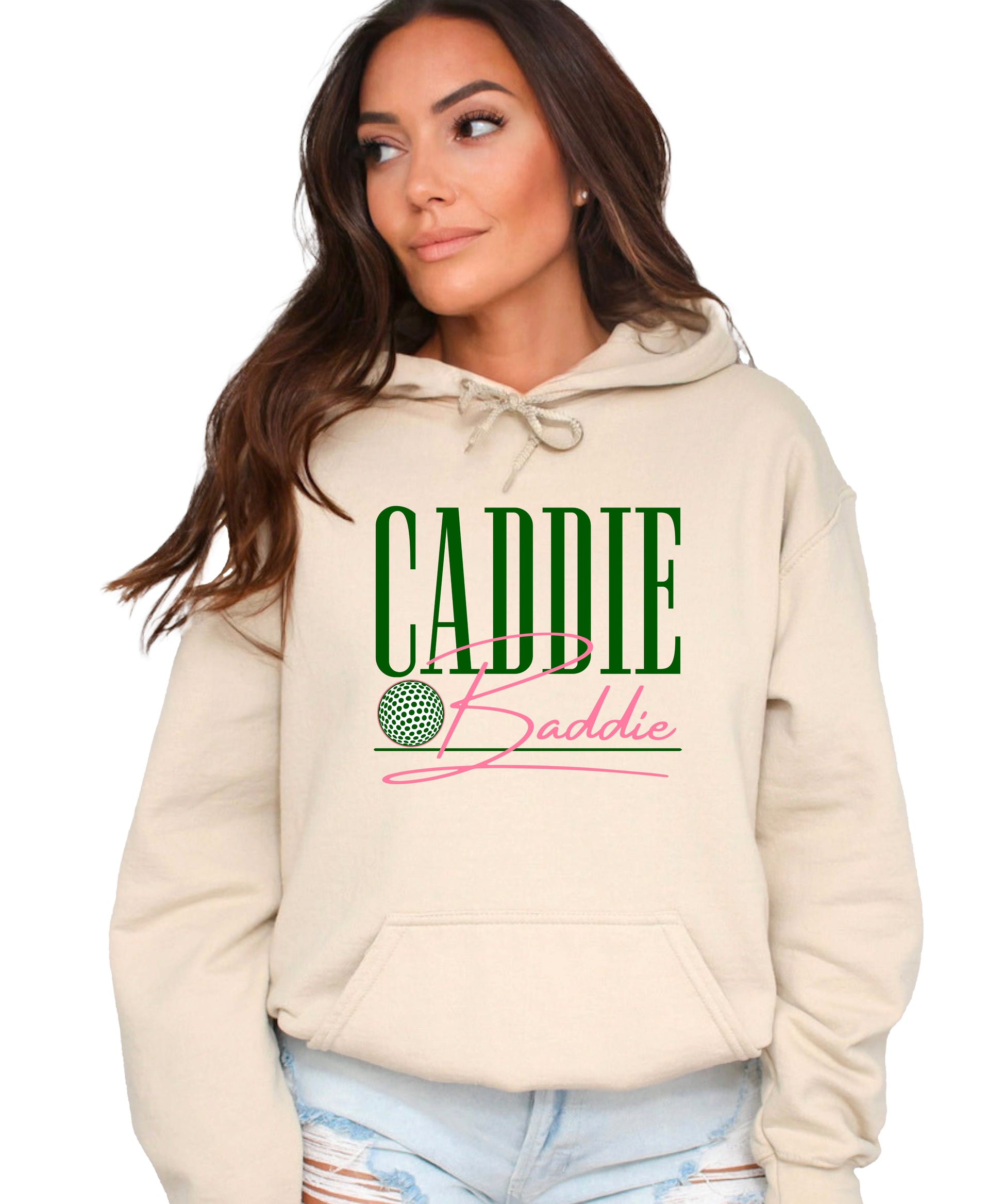 Caddie Baddie Golf Hoodie for Women - Sand view 1