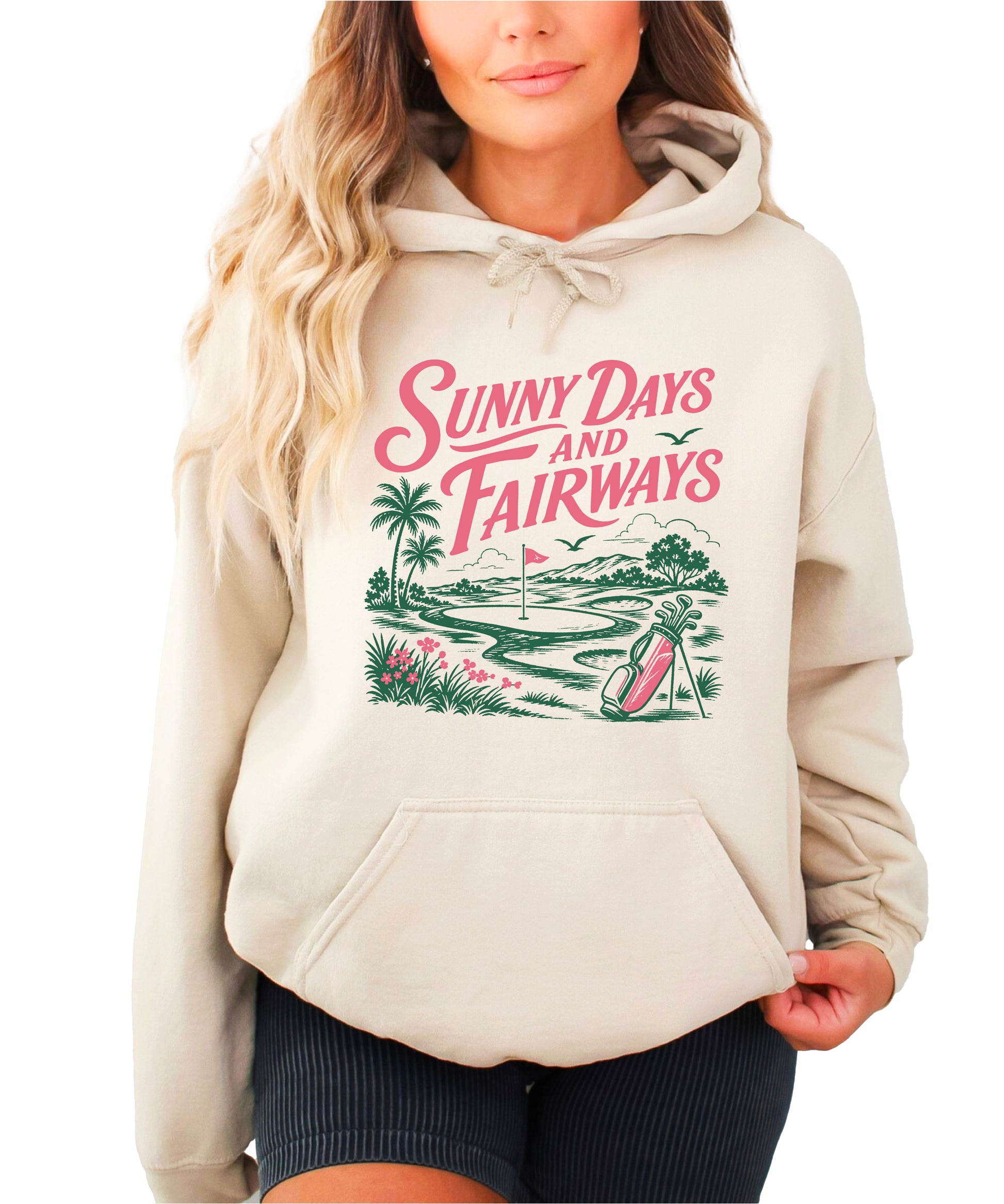 Sunny Days and Fairways Golf Hoodie for Women - Sand view 1