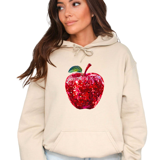 Sand glitter apple teacher hoodie view 2