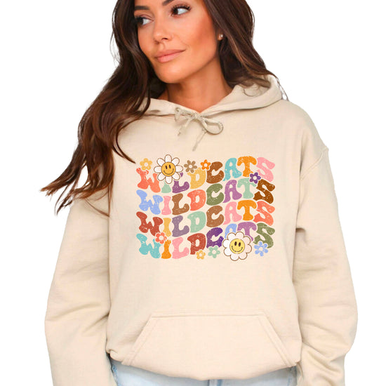 Wildcats Retro Floral Hoodie - Sand view 2