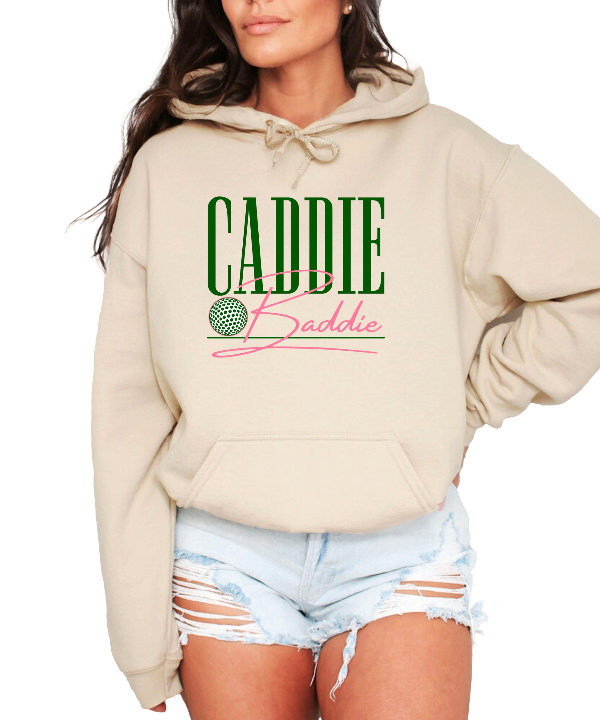 Caddie Baddie Golf Hoodie for Women - Sand view 2