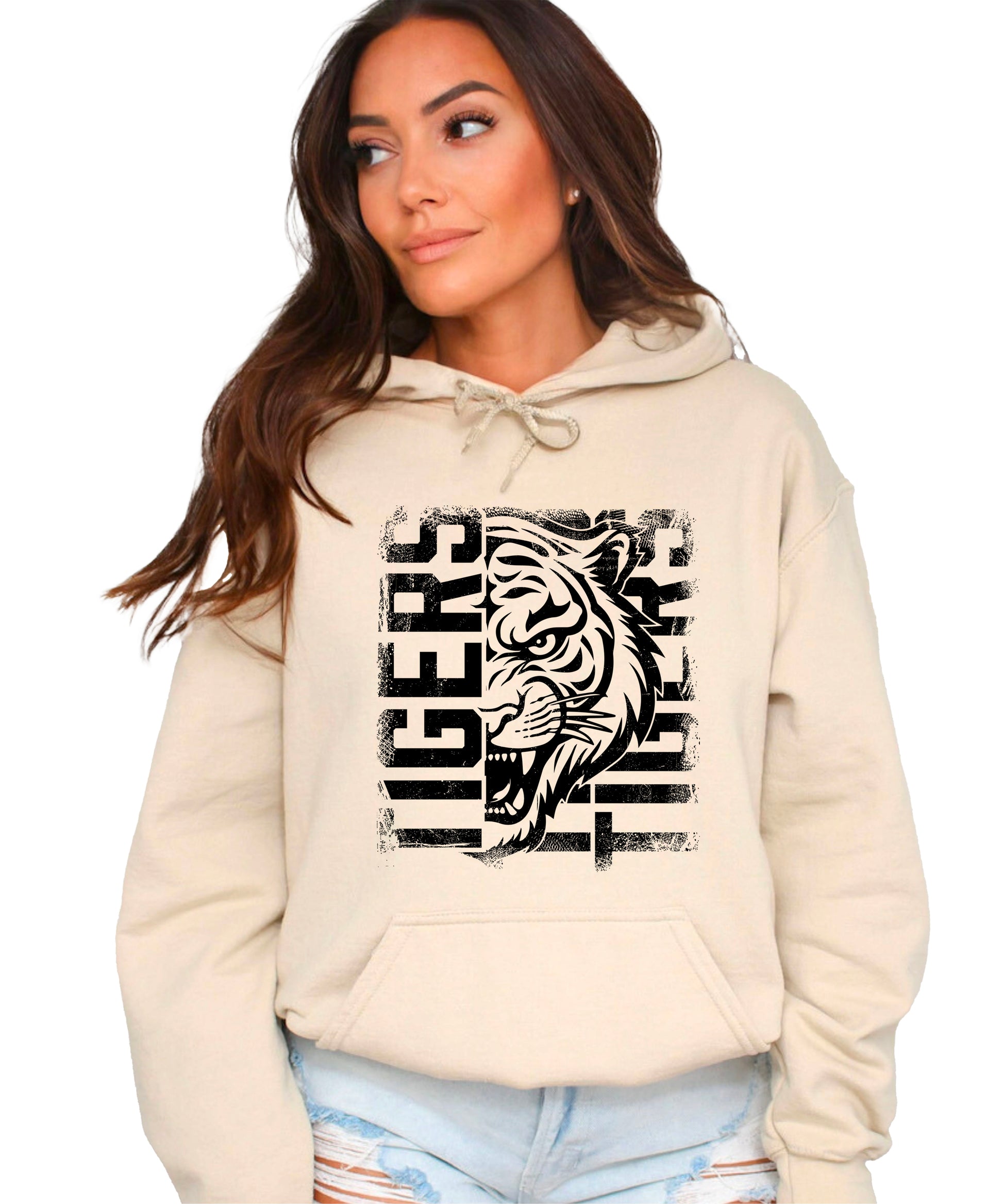 Tigers School Spirit Hoodie Sand view 2