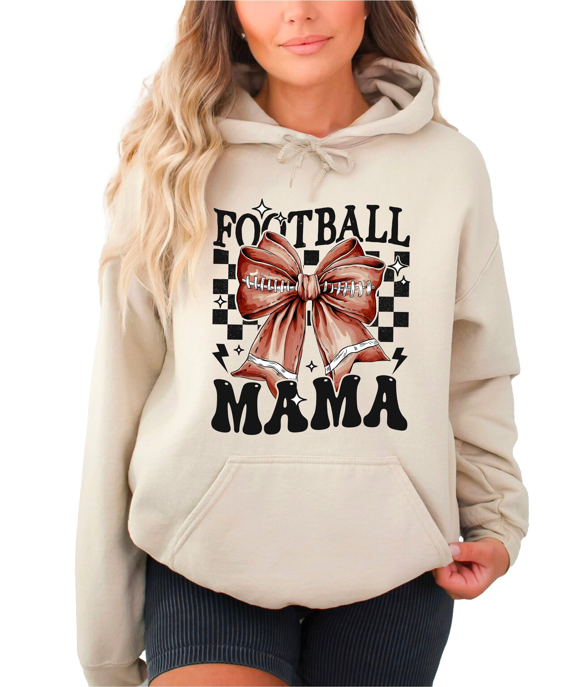 Football Mama Hoodie for Women – Sand view 2