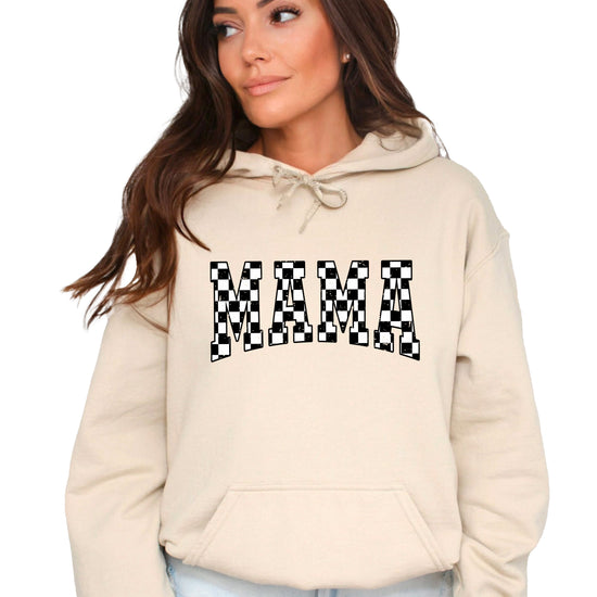 Checkered Mama hoodie for women in Sand - view 2