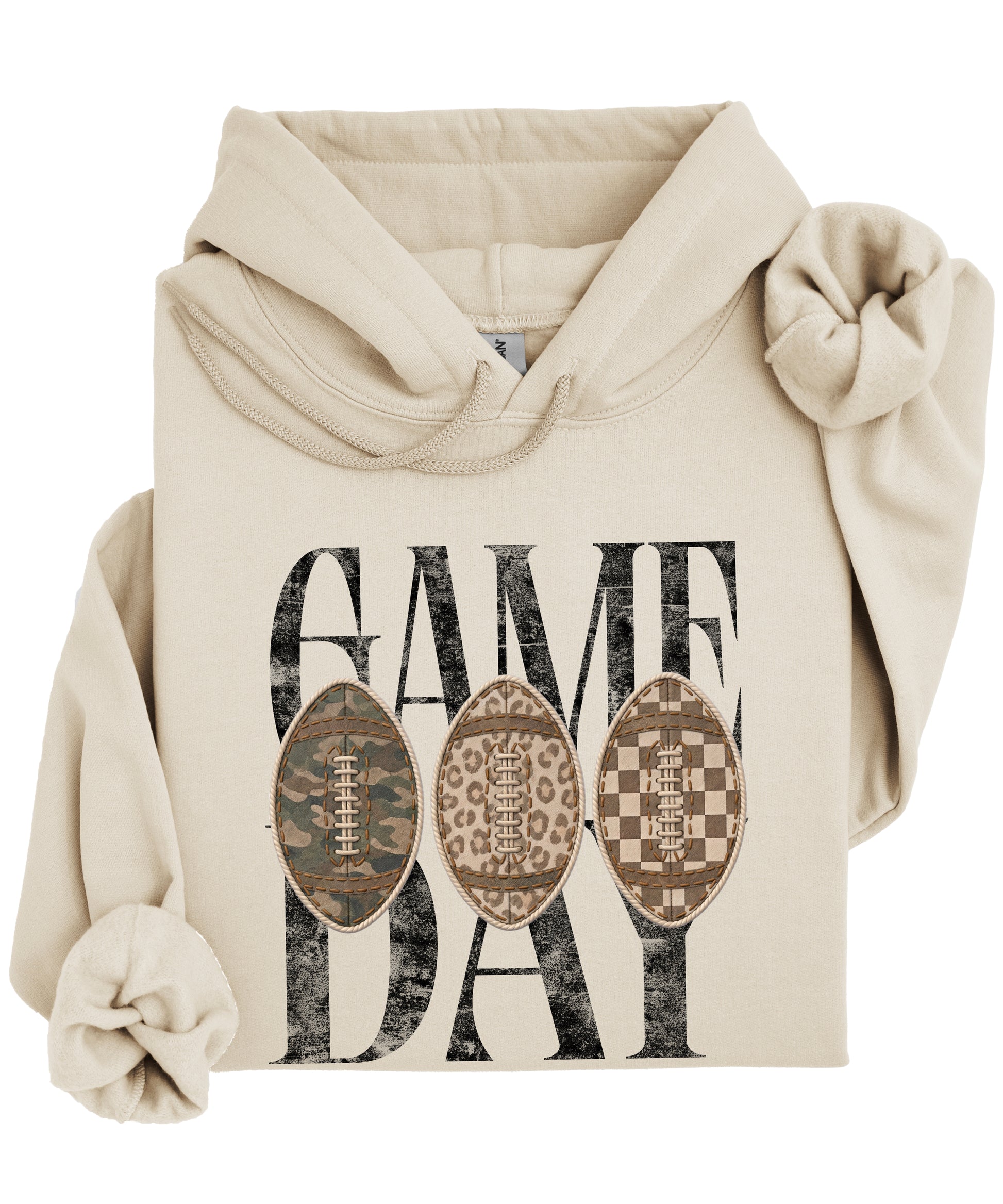 Sand Game Day football hoodie, styled view