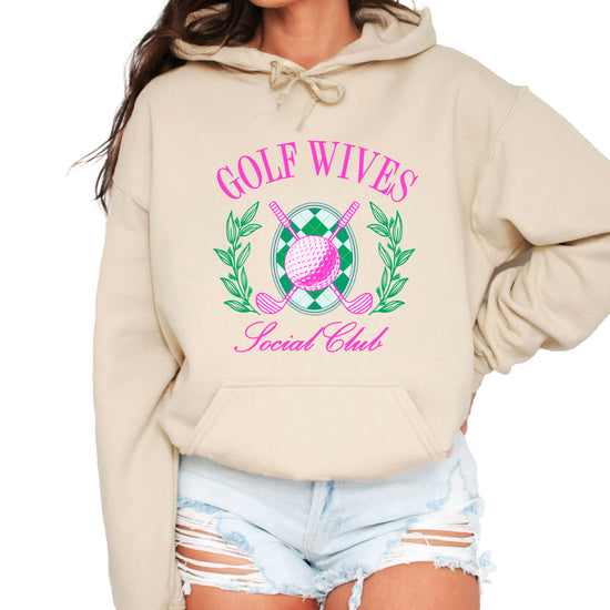 Golf Wives Social Club hoodie in Sand, design detail