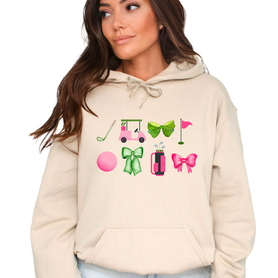 Womens Golf Coquette Bow hoodie in Sand - view 2