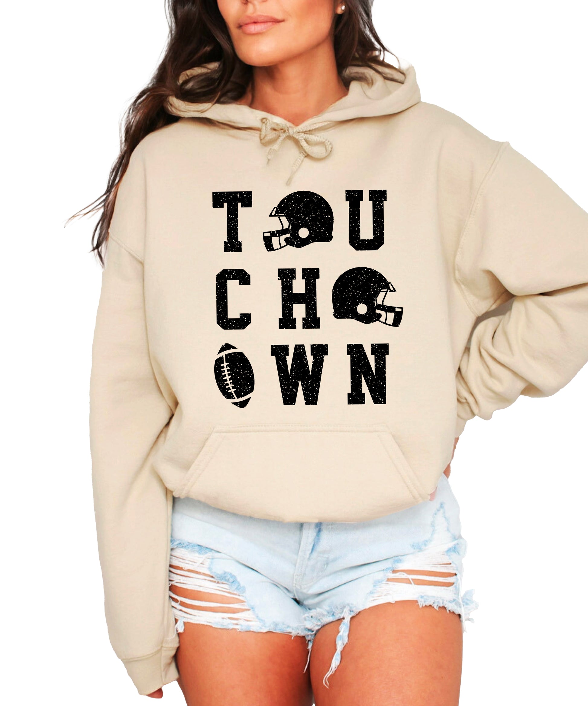 Touchdown football hoodie Sand view 2