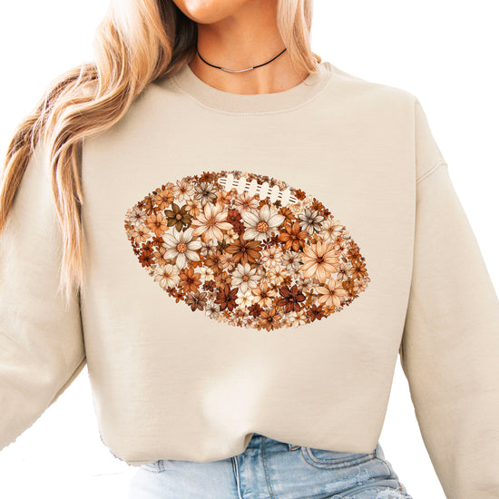 Floral football sweatshirt in Sand, styled view