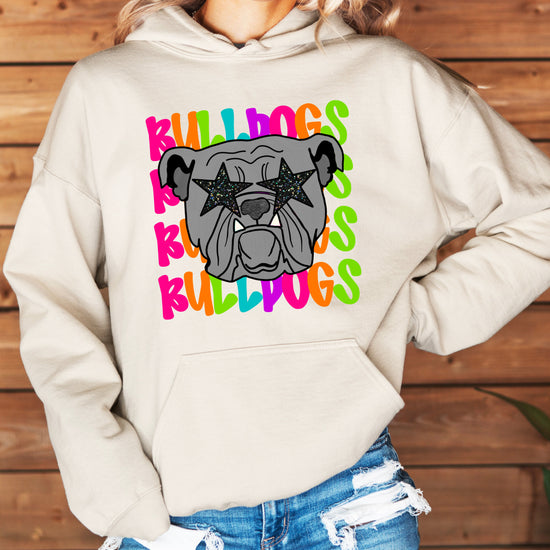 Bulldogs neon rainbow mascot hoodie in Sand - view 2