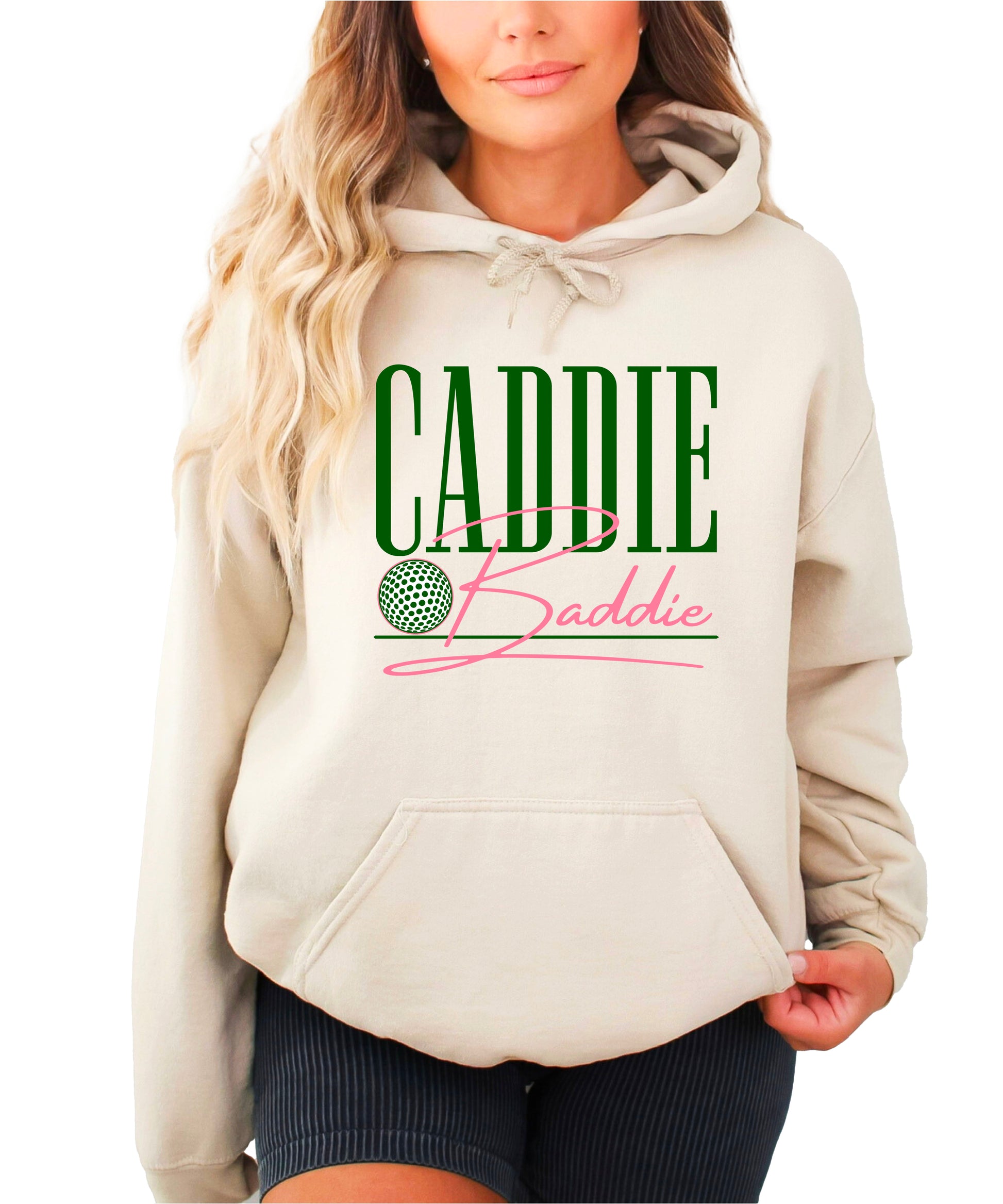 Caddie Baddie Golf Hoodie for Women - Sand view 3