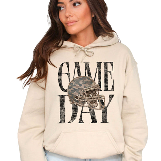 Game Day Camo football helmet hoodie in Sand - view 3