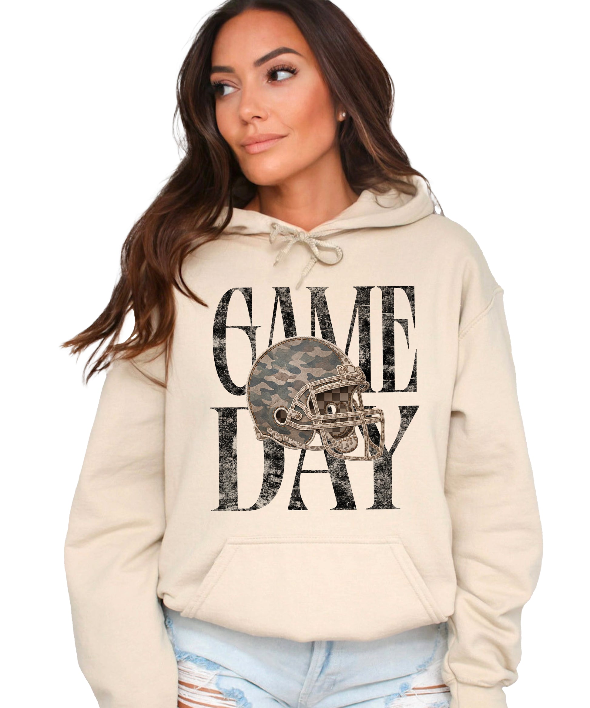 Game Day Camo football helmet hoodie in Sand - view 3