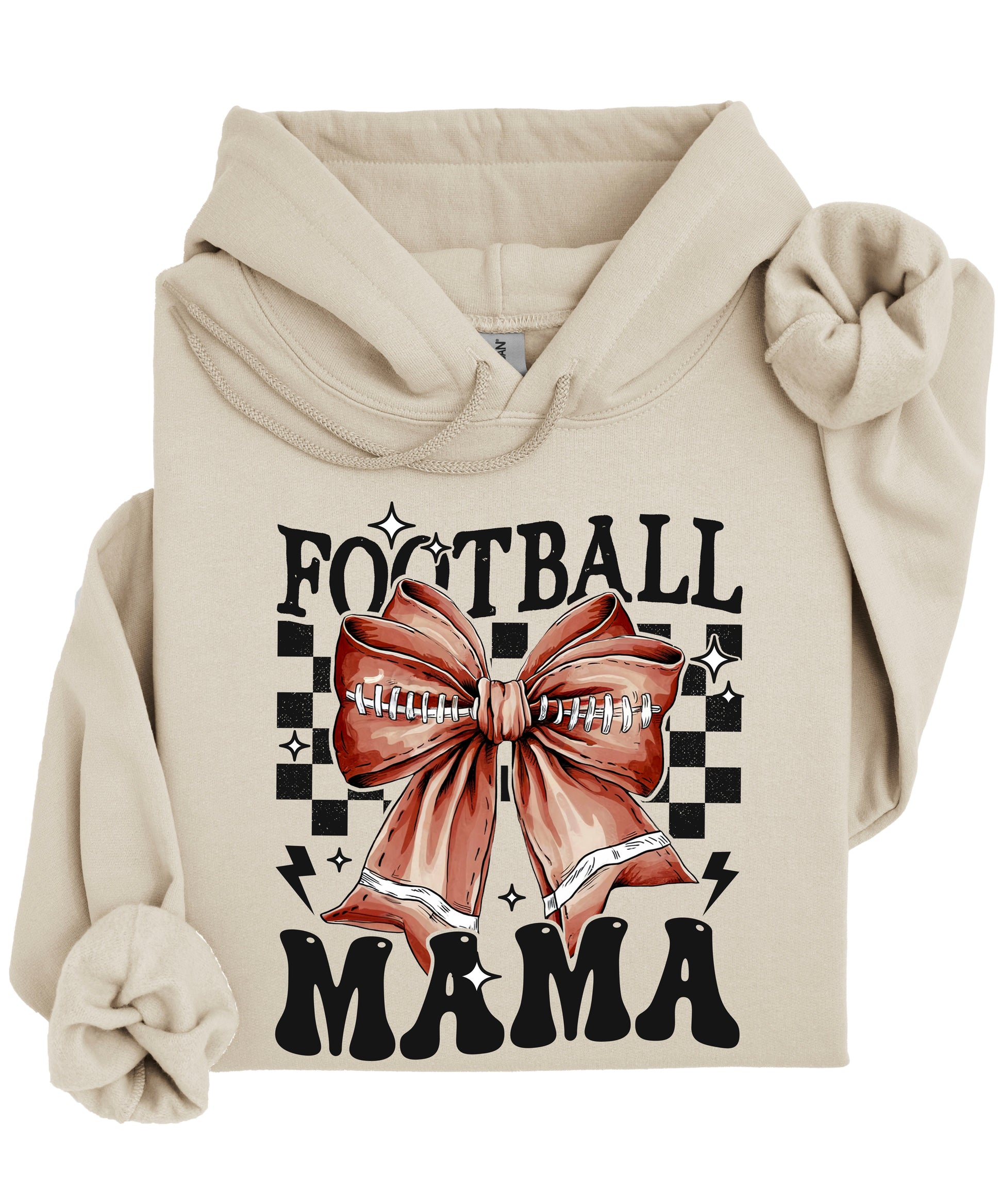 Football Mama Hoodie for Women – Sand view 3