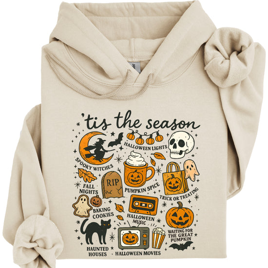 Tis The Season Halloween retro collage hoodie in Sand - view 3
