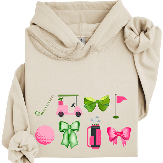 Womens Golf Coquette Bow hoodie in Sand - view 3