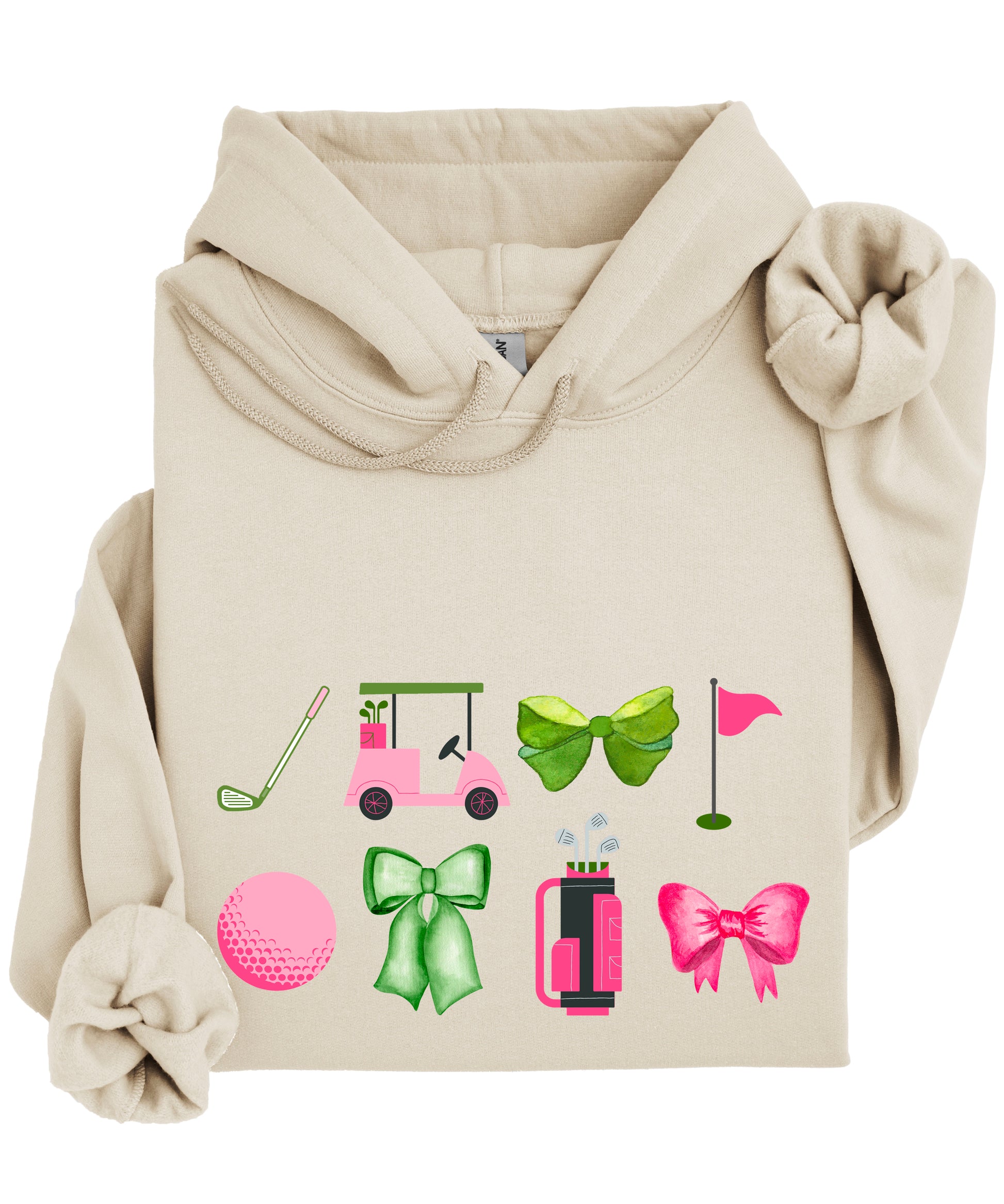 Womens Golf Coquette Bow hoodie in Sand - view 3