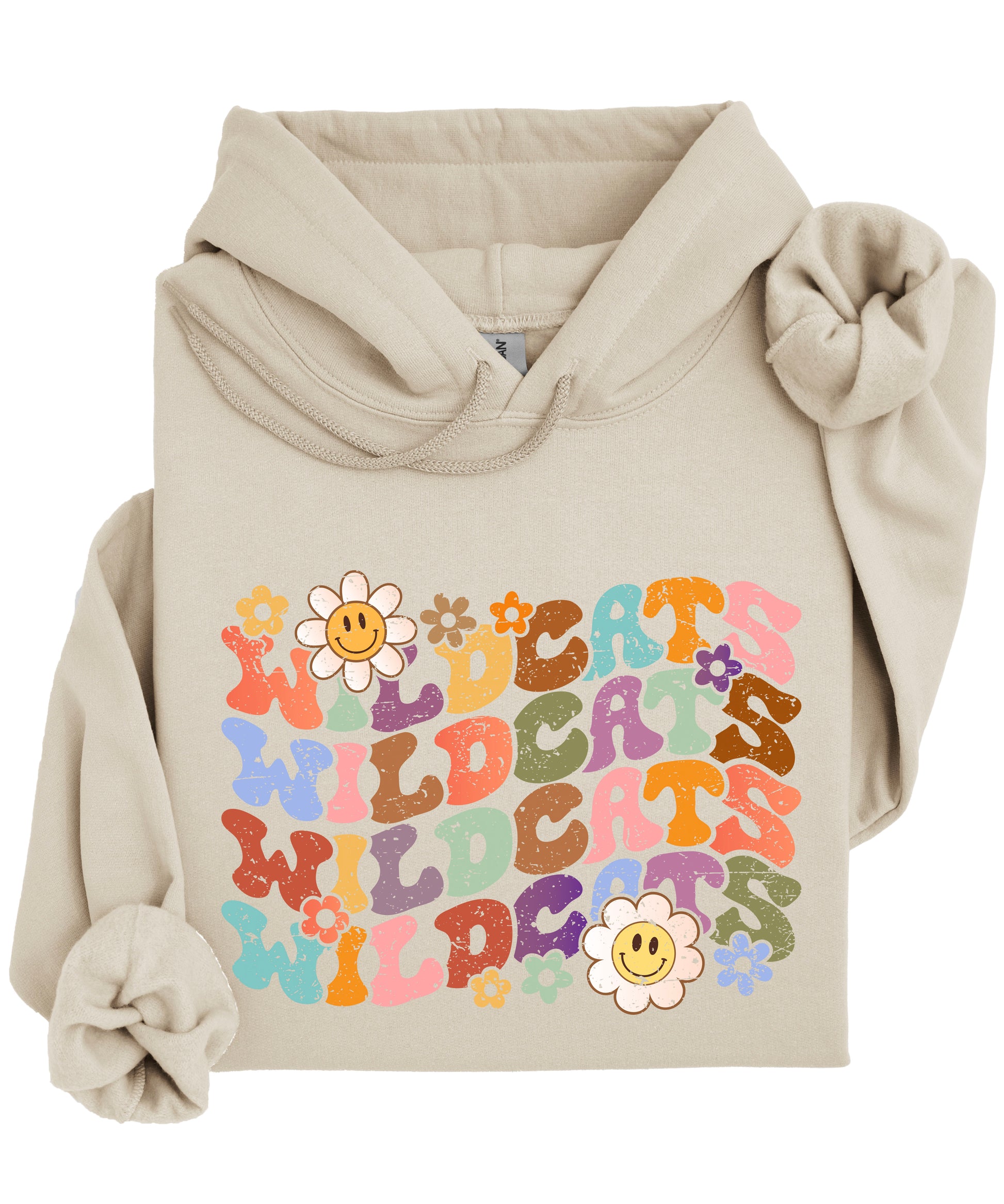 Wildcats Retro Floral Hoodie - Sand view 3