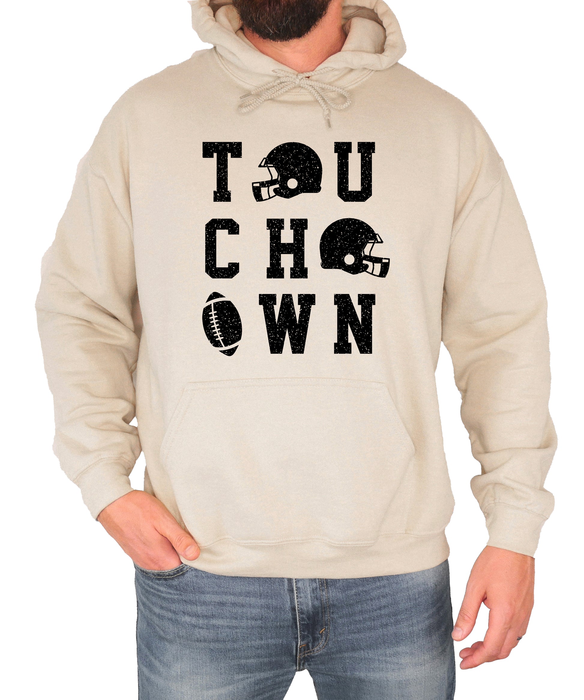 Touchdown football hoodie Sand view 3