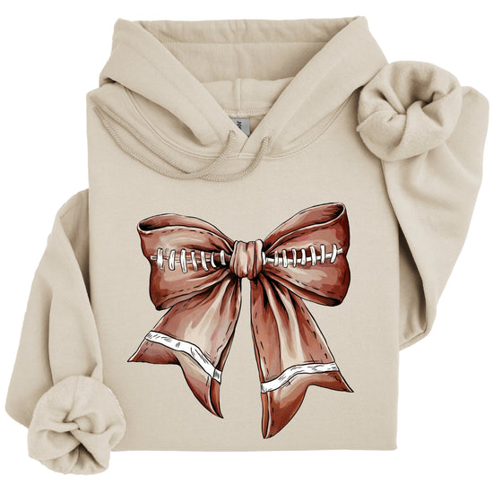 Football Coquette Bow fleece hoodie in Sand - view 3
