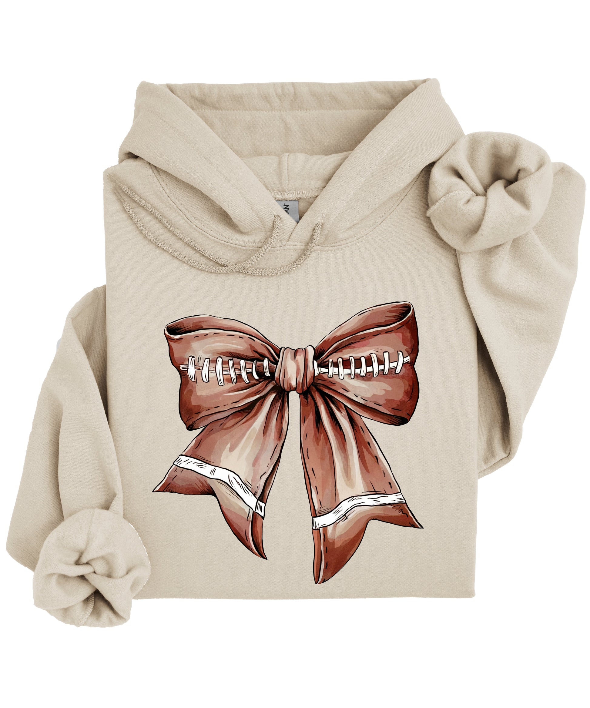 Football Coquette Bow fleece hoodie in Sand - view 3