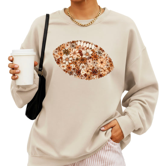 Floral football sweatshirt in Sand, design detail