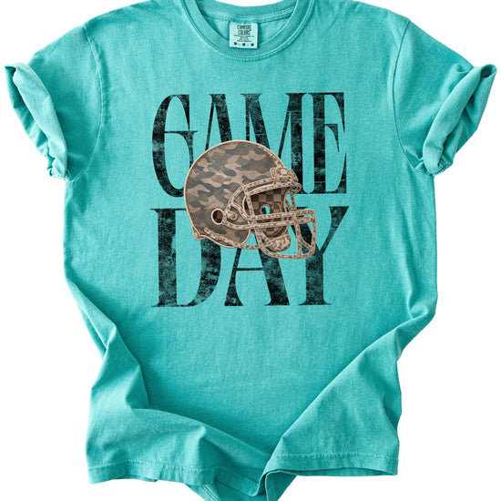 Seafoam Shirt Game Day Camo Football Helmet Comfort Colors tee view 3 - Olive Loves Apple
