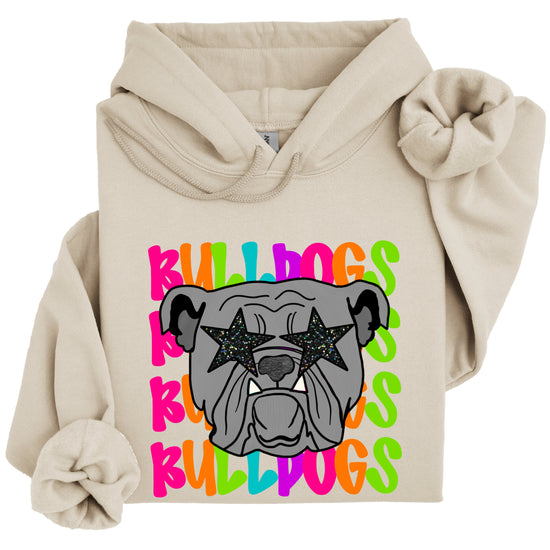 Bulldogs neon rainbow mascot hoodie in Sand - view 3