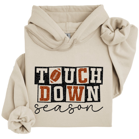 Touchdown Season glitter football hoodie in Sand - view 3