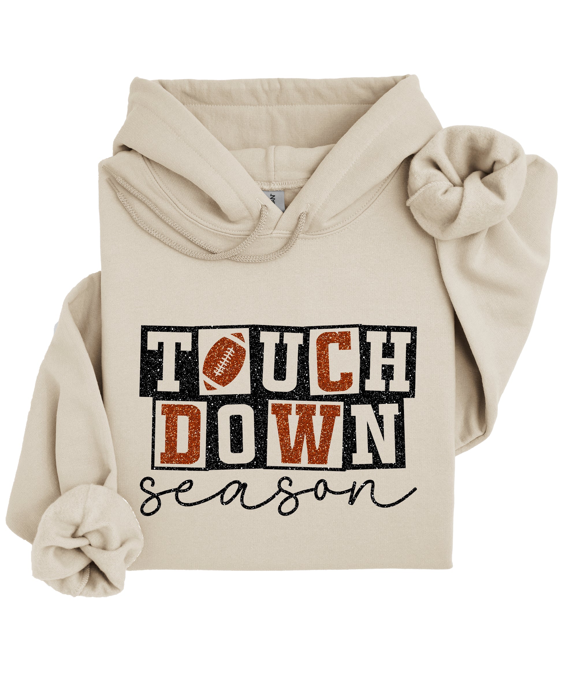 Touchdown Season glitter football hoodie in Sand - view 3