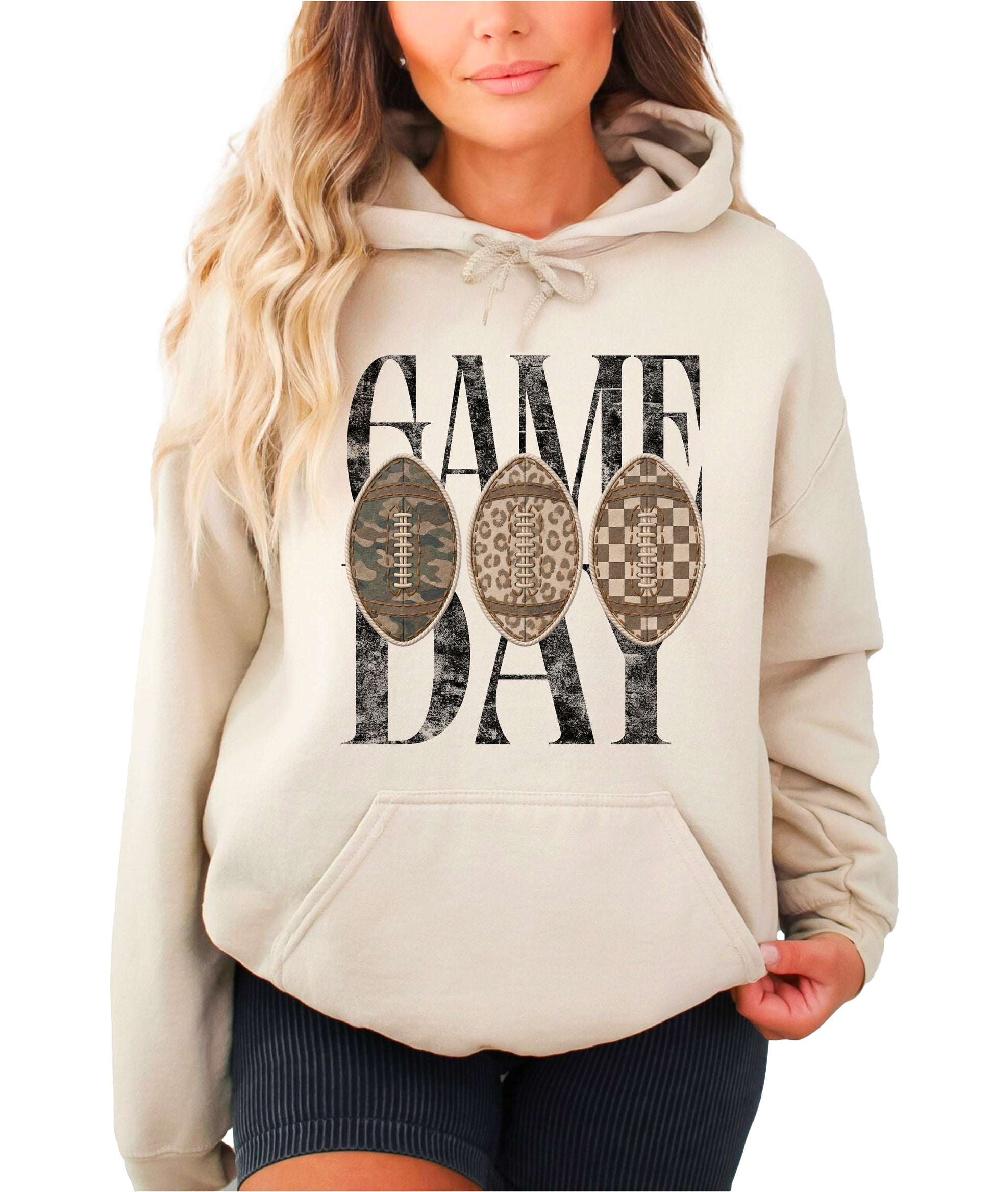 Sand Game Day football hoodie, detail view