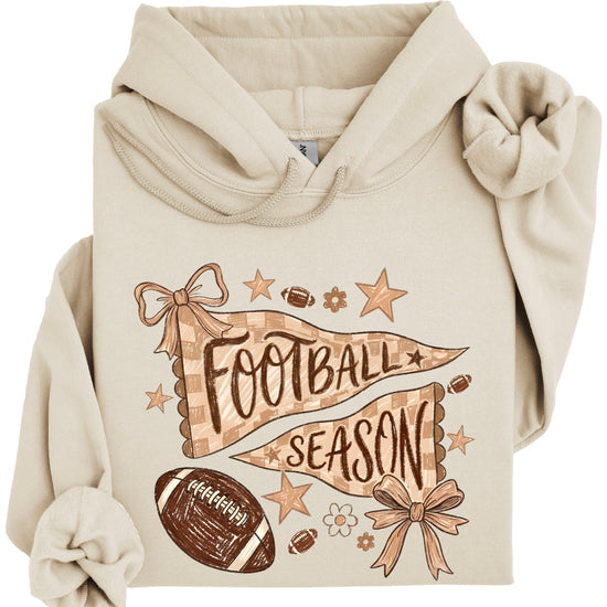 Football Season Coquette Bow Pennant Game Day Hoodie for Women - Sand - view 3