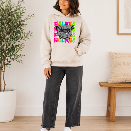 Bulldogs neon rainbow mascot hoodie in Sand - view 4