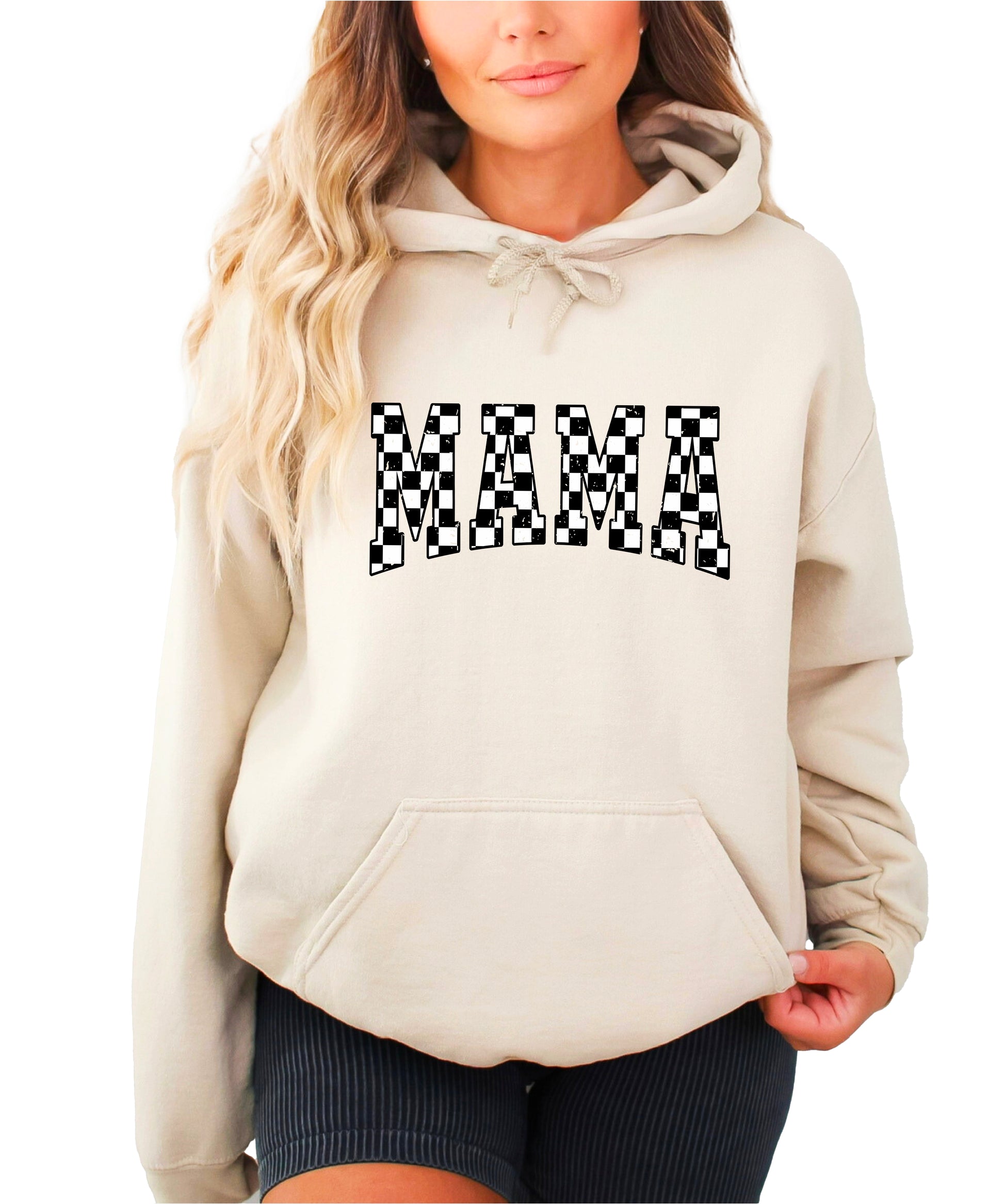 Checkered Mama hoodie for women in Sand - view 4