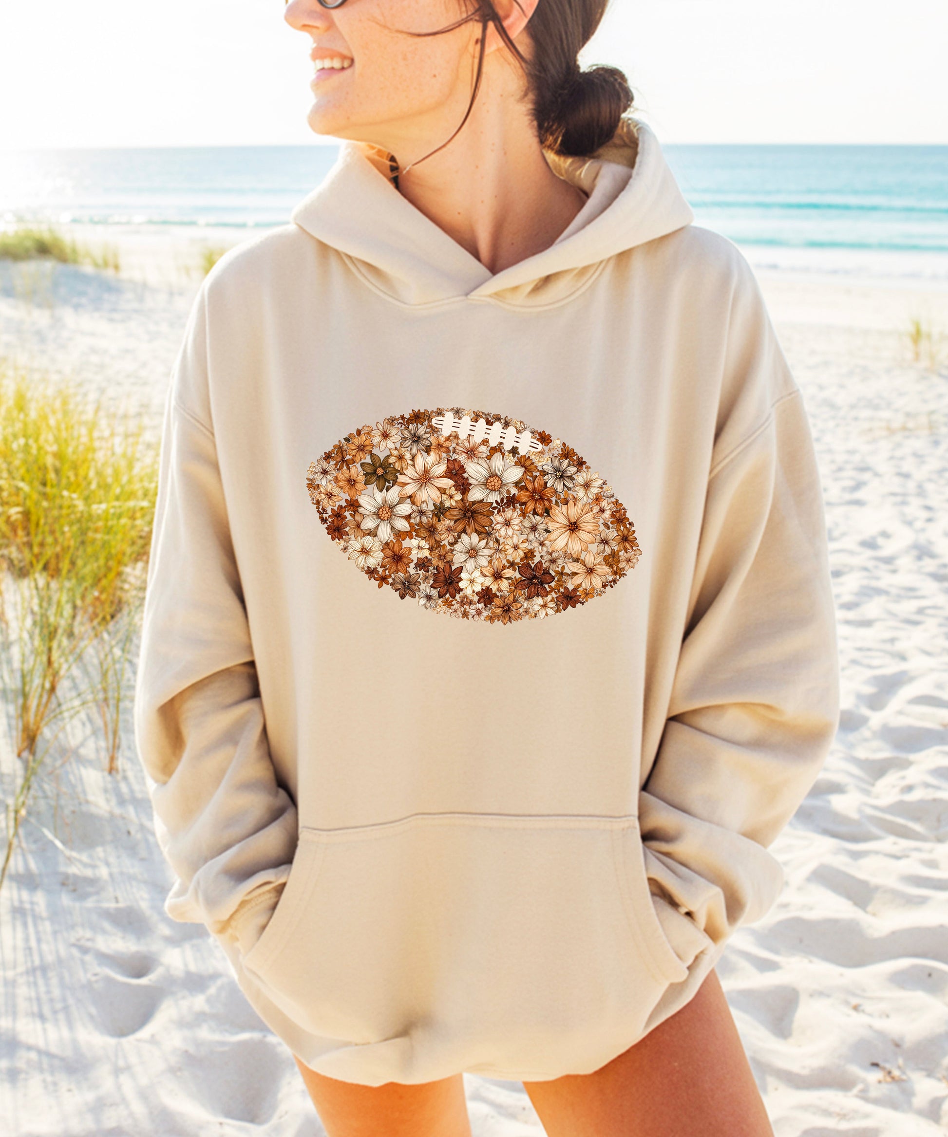 Floral Football Sand Hoodie for Women - view 4