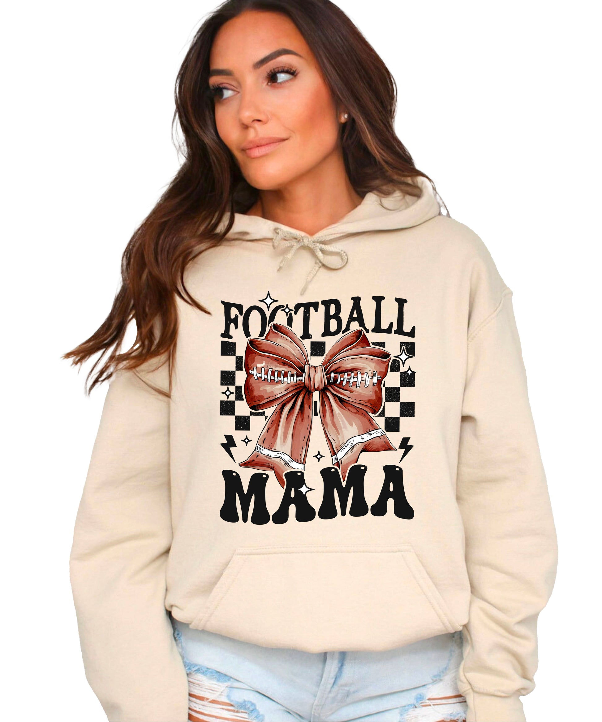 Football Mama Hoodie for Women – Sand view 4
