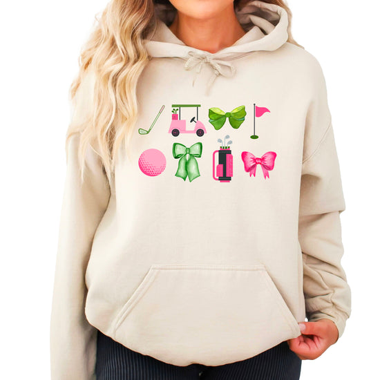 Womens Golf Coquette Bow hoodie in Sand - view 4