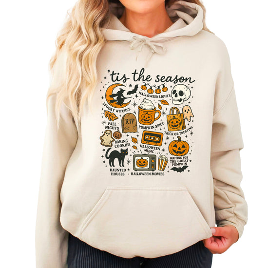 Tis The Season Halloween retro collage hoodie in Sand - view 4