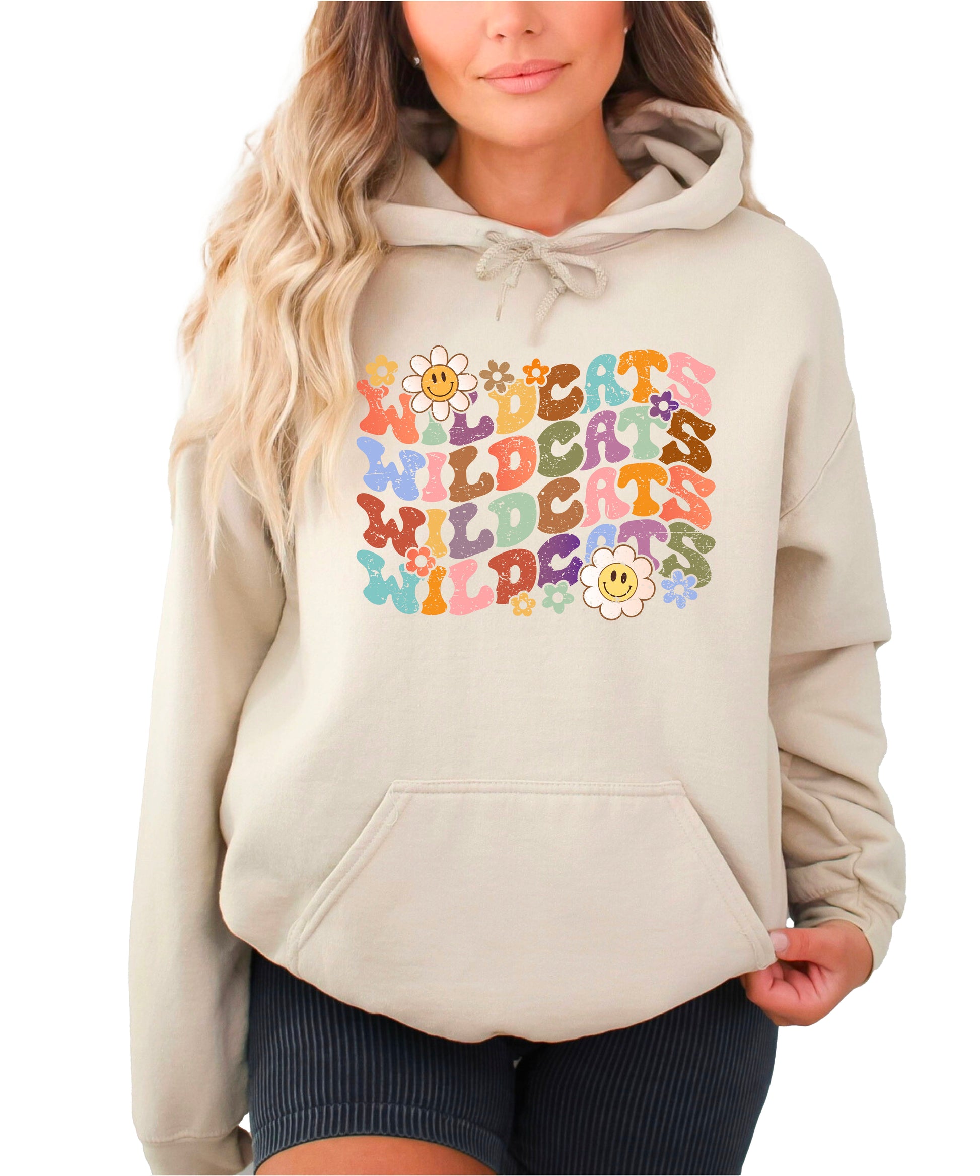 Wildcats Retro Floral Hoodie - Sand view 4