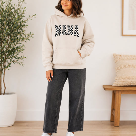 Checkered Mama hoodie for women in Sand - view 5
