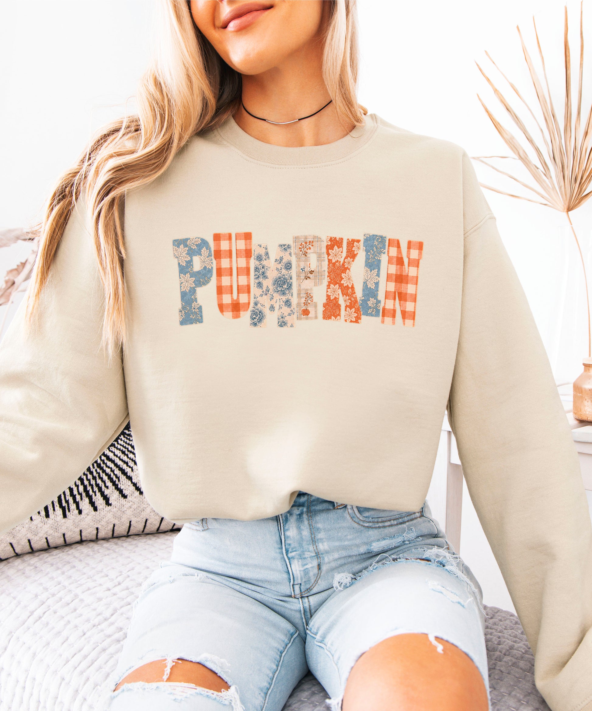 Pumpkin Patch Fall Sweatshirt Sand Sweatshirt view 5