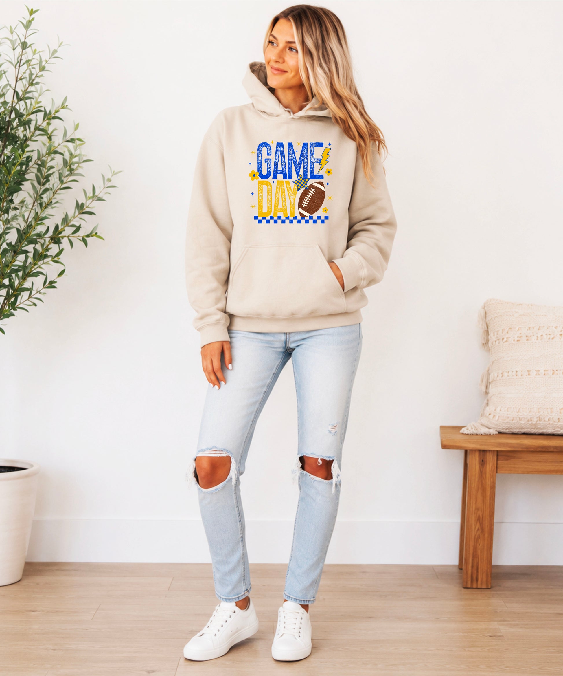 Game Day Football Hoodie Sand 5