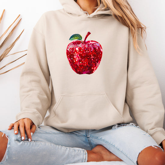 Sand glitter apple teacher hoodie view 5