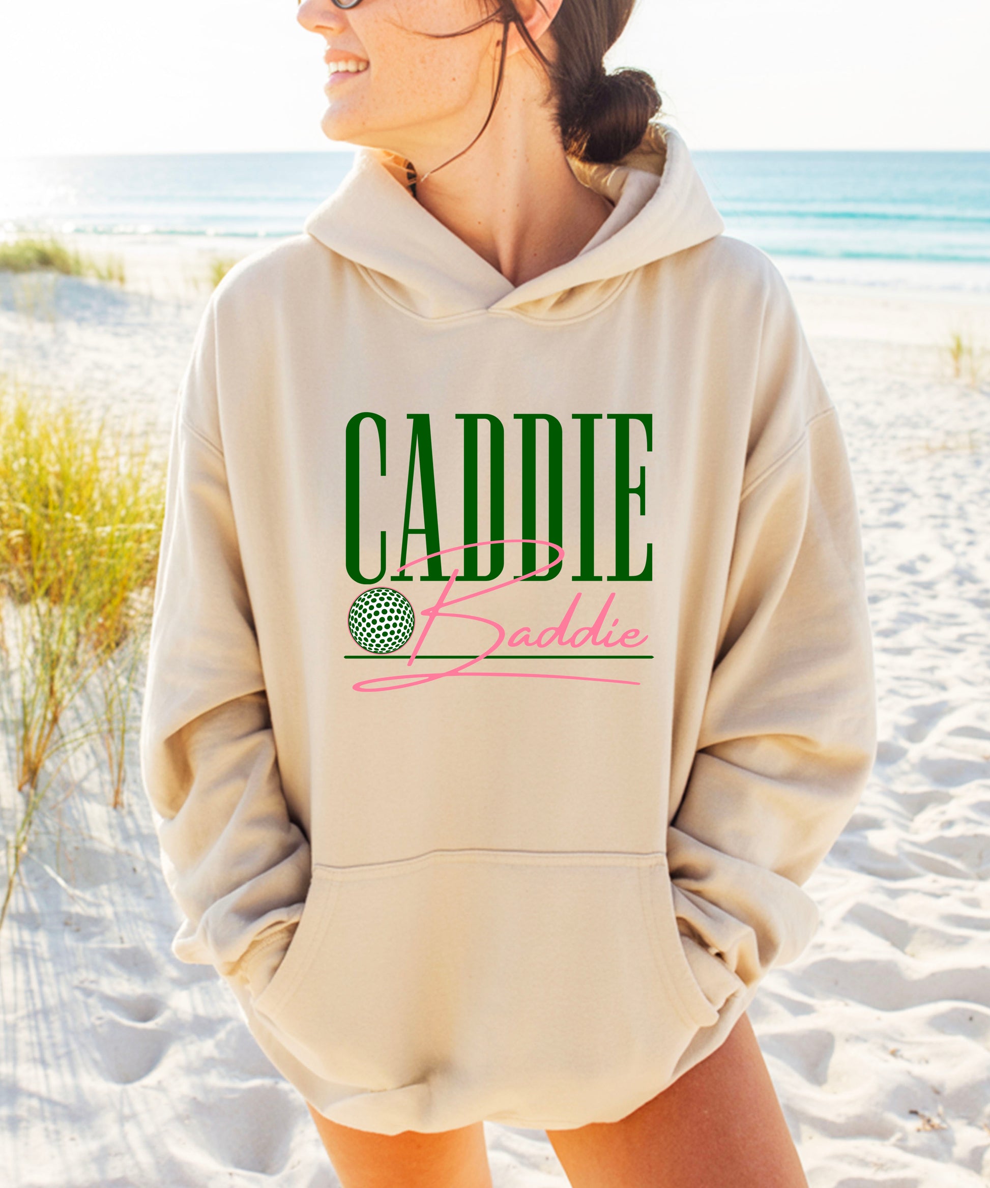 Caddie Baddie Golf Hoodie for Women - Sand view 5